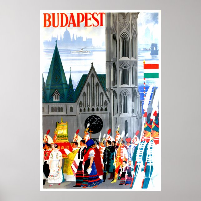 Budapeste, poster de viagens da Hungria (Frente)