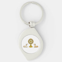 Buddha Dharma Wheel & Deers Metal Chaveiro