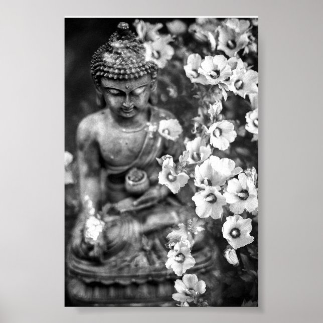 BUDDHA E FLORES POSTER FOTOGRÁFICO (Frente)