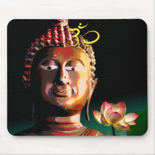 Buddha e Lótus Florido e Om mousepad