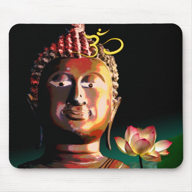 Buddha e Lótus Florido e Om mousepad (Frente)