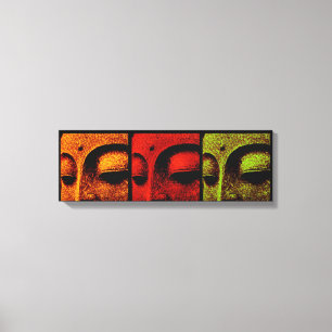 Buddha Faces Triptych Art Canvas