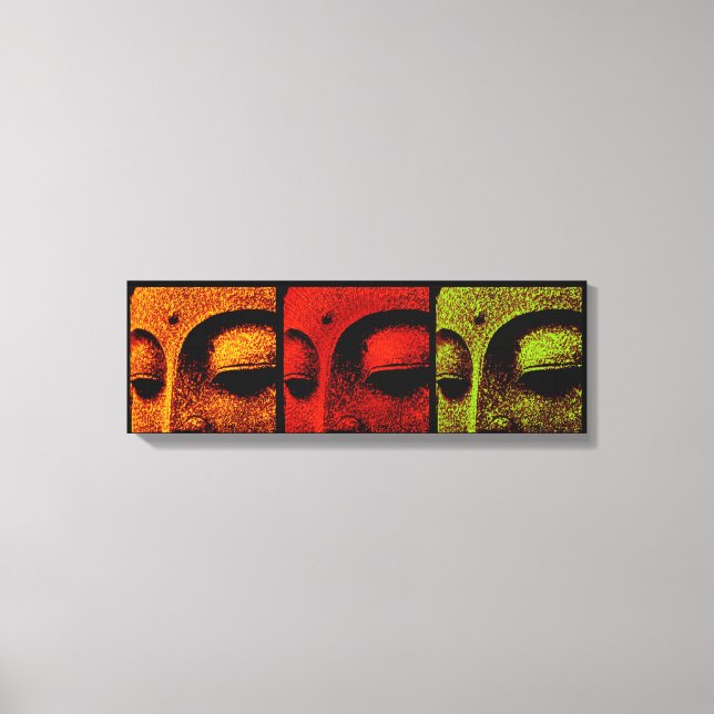 Buddha Faces Triptych Art Canvas (Frente)