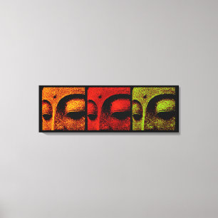 Buddha Faces Triptych Art Canvas