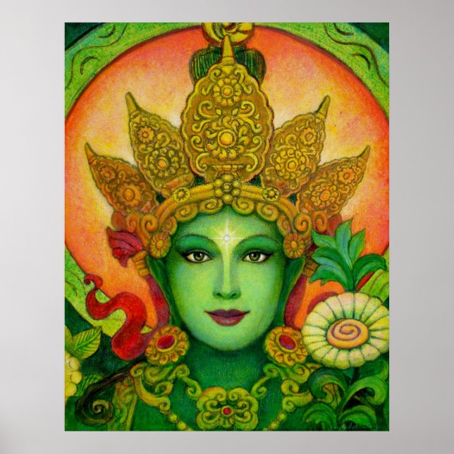 Buddha Goddess Green Tara beautiful art Poster (Frente)
