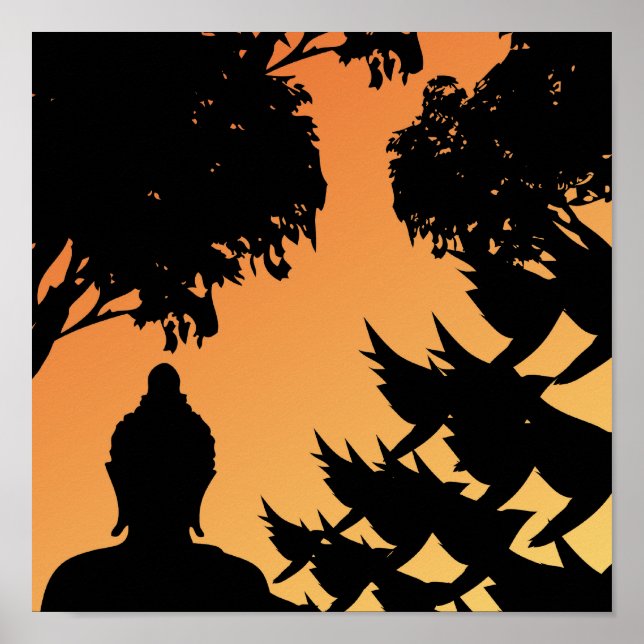 Buddha Sunset Silhouette Poster (Frente)