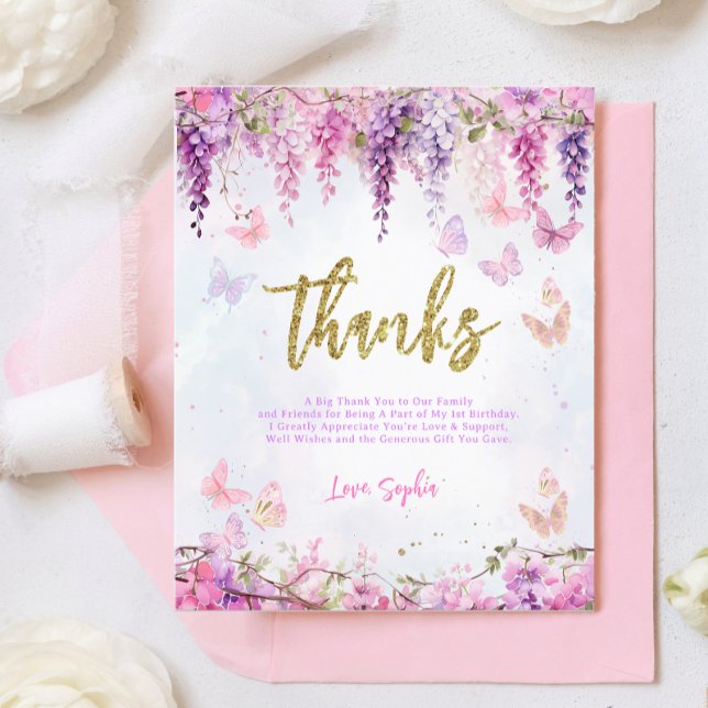 BUDG Wisteria Dourada Borboleta Aniversário Obriga (Criador carregado)