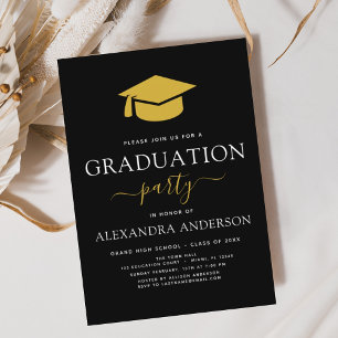 Budget 2022 Graduation Party Black Gold Modern