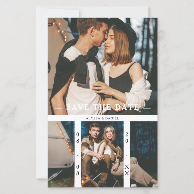 Budget 2 Photos Chic Collage Wedding Minimalist (Frente)