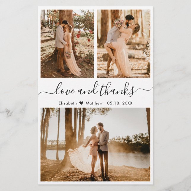 Budget 3 Photo Collage Wedding Thank You Flyer (Frente)