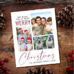 Budget 3 Photo Merry Christmas Holiday Card<br><div class="desc">Budget-friendly holiday greeting card featuring a 3 picture photo collage and "We Wish You A Very Merry Christmas" in mix of simple typography and an elegant script. Add the your name and the year.</div>