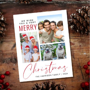 Budget 3 Photo Merry Christmas Holiday Card