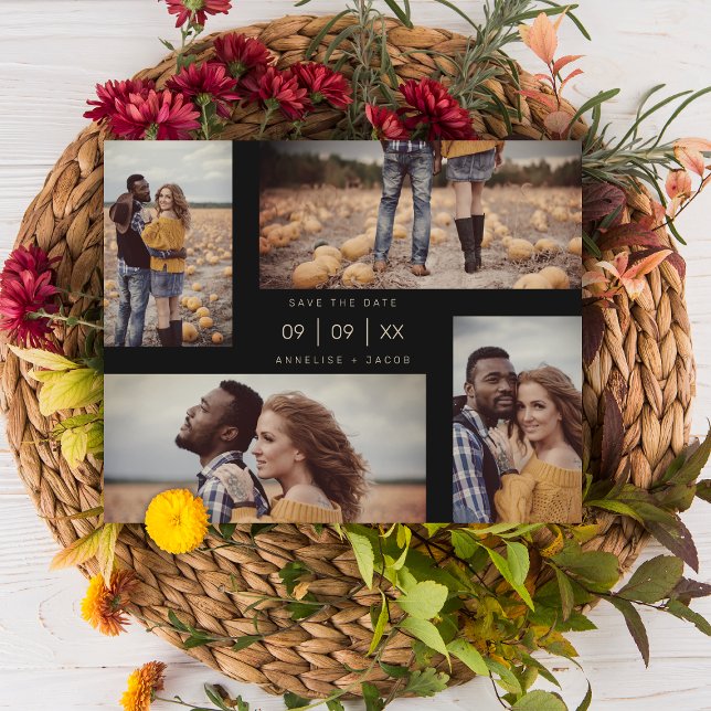 Budget 4 Photos Collage Minimalist Modern Wedding (Criador carregado)