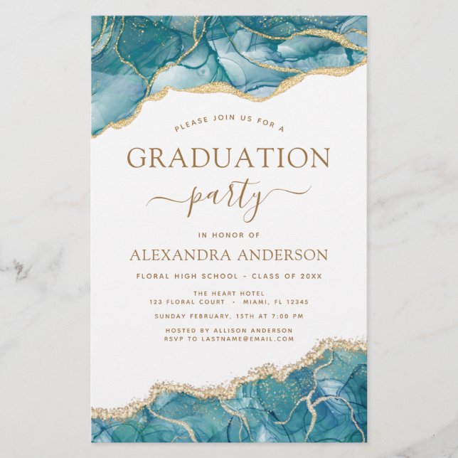 Budget Agate Graduation 2023 Teal Gold Blue (Frente)