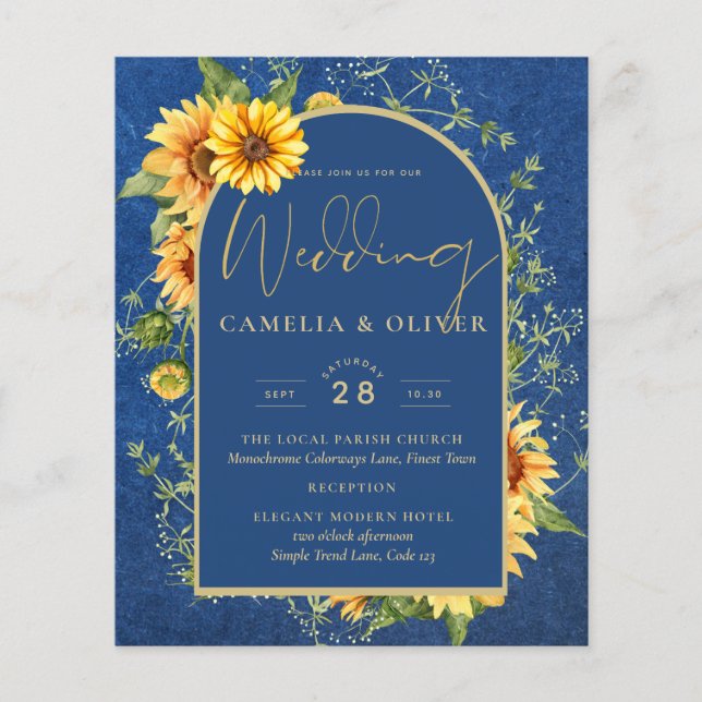 BUDGET All-in-1 Rustic Sunflower BLUE Wedding (Frente)