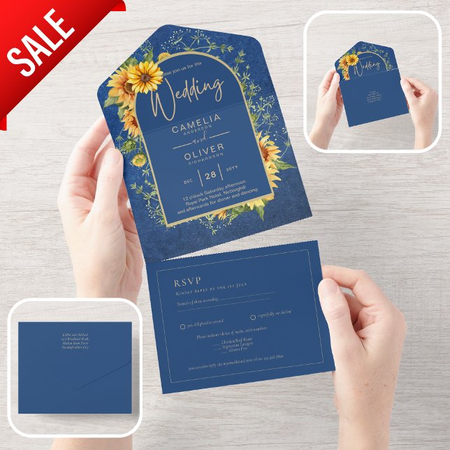BUDGET All-in-1 Rustic Sunflower BLUE Wedding (Criador carregado)