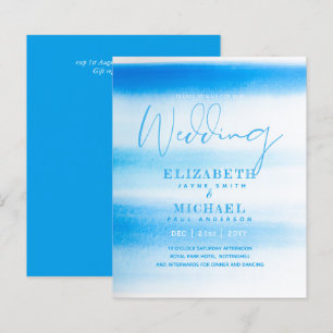 BUDGET Aqua Watercolor Convite de casamento Ocean
