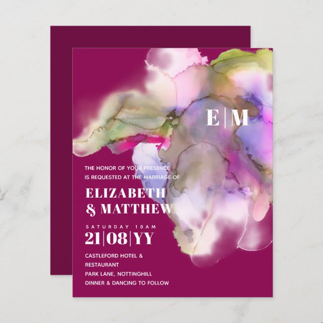 BUDGET Aquarela Abstrato Roxo Cinza (Frente/Verso)