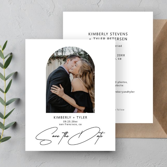 Budget arch photo modern wedding save the date (Criador carregado)