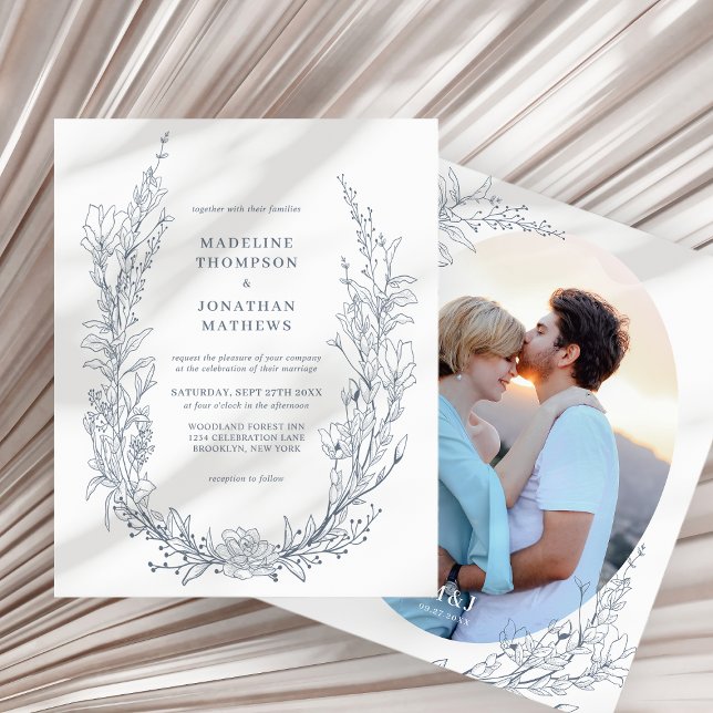 BUDGET Azure Ivory Floral Casamento Fotográfico (Criador carregado)