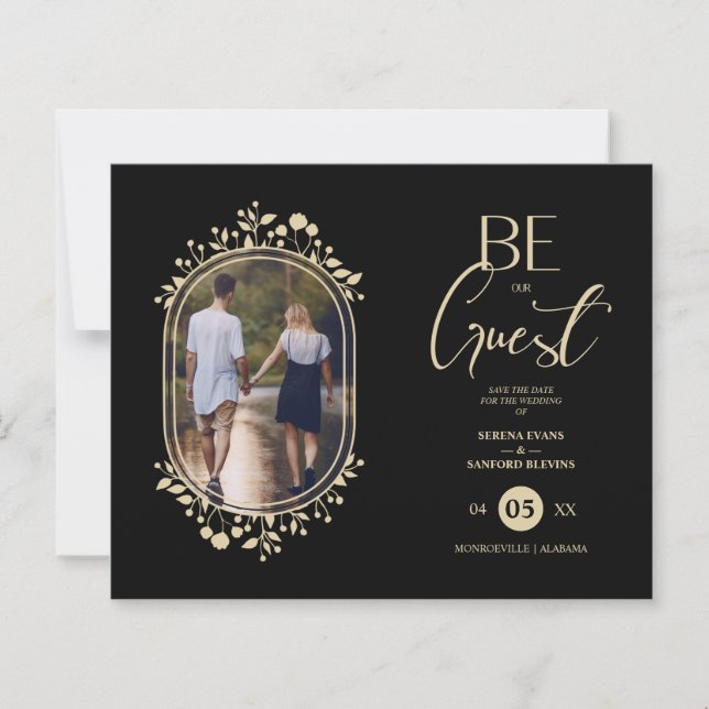Budget Be our Guest Wedding Floral Frame Photo (Frente)