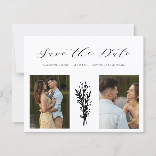 Budget Black 2 Photos Collage Wedding Branches (Frente)