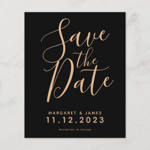 BUDGET Black and Dourado Save the Date Convite de