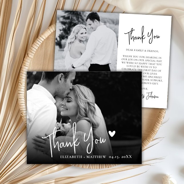 Budget Black and White Photo Wedding Thank You  (Criador carregado)
