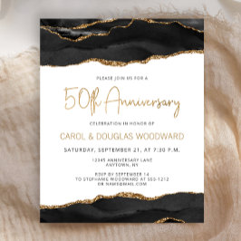 Budget Black Gold Agate 50th Anniversary Invite