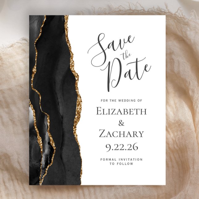 Budget Black Gold Agate Save the Date (Criador carregado)