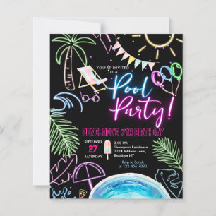 BUDGET Black Neon Glow Piscina Watercolor Aniversá
