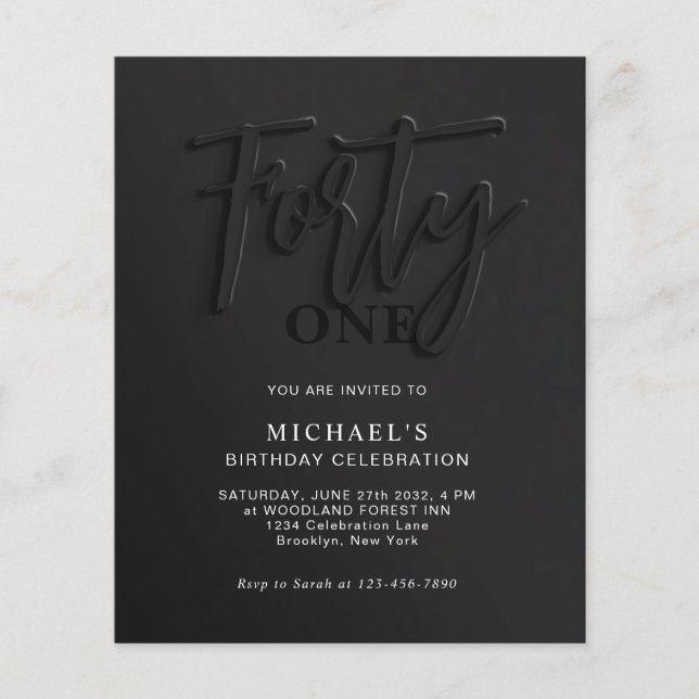 BUDGET Black Script 40º Aniversário do Adulto (Frente)