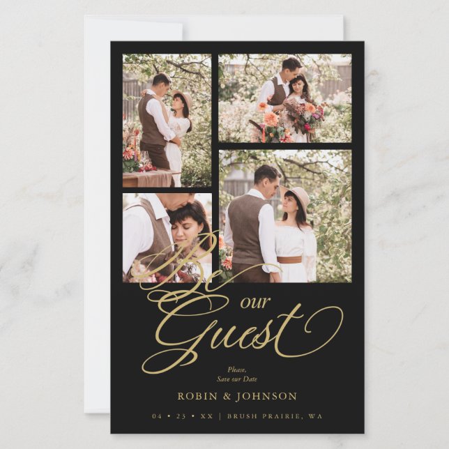 Budget Black Trendy Collage 4 Photos Luxury Script (Frente)