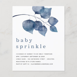 BUDGET Blue Artsy Foliage Baby Sprinkle Invite