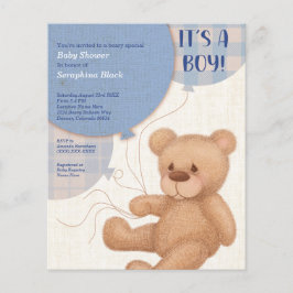 BUDGET Blue Boys Teddy Bear Chá de fraldas Convide