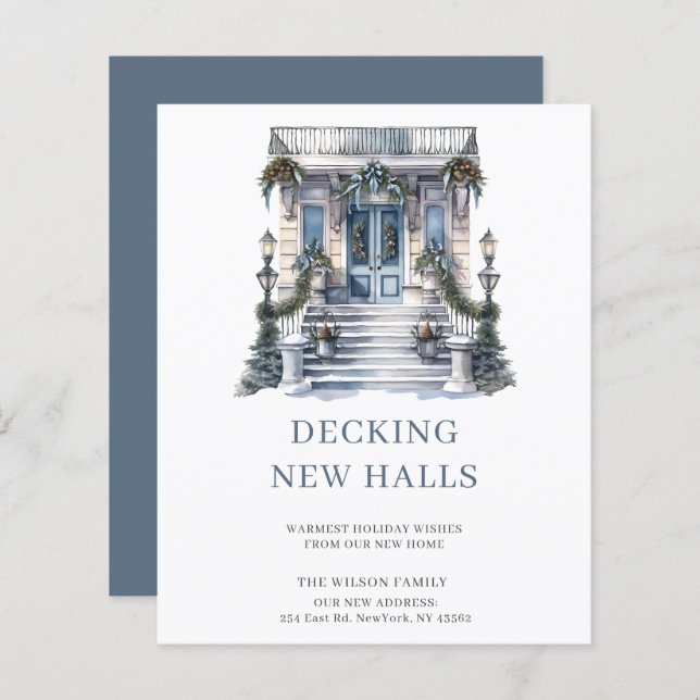 BUDGET Blue Door Decing New Halls Holiday Card (Frente/Verso)