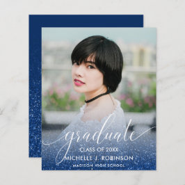 BUDGET BLUE Glitter Ombre Girly Photo Graduação