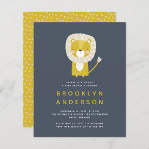 BUDGET Blue Lion Boy Convite para Chá de fraldas