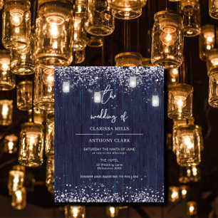 BUDGET Blue Rustic Mason Jar Casamento Convite