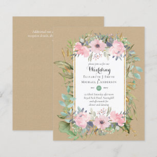 BUDGET Blush Floral Cor-de-rosa Convites