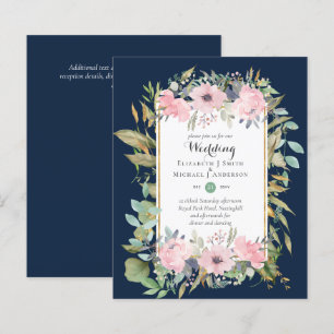 BUDGET Blush Floral Cor-de-rosa Convites