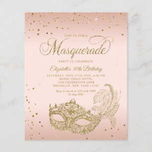 BUDGET Blush Rosa Dourado Foto Mascarada Aniversár