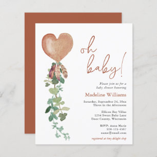 BUDGET Boho Balão Verde Chá de fraldas Convite