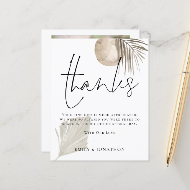 BUDGET Boho Pampas Citação 3 Obrigados Fotográfico (Frente/Verso In Situ)