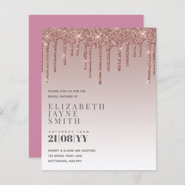 BUDGET Bonito Girly Chá de panela Convida a brilha (Frente/Verso)