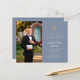Budget Boy Dusty Blue Cross Foto Primeira Comunhã