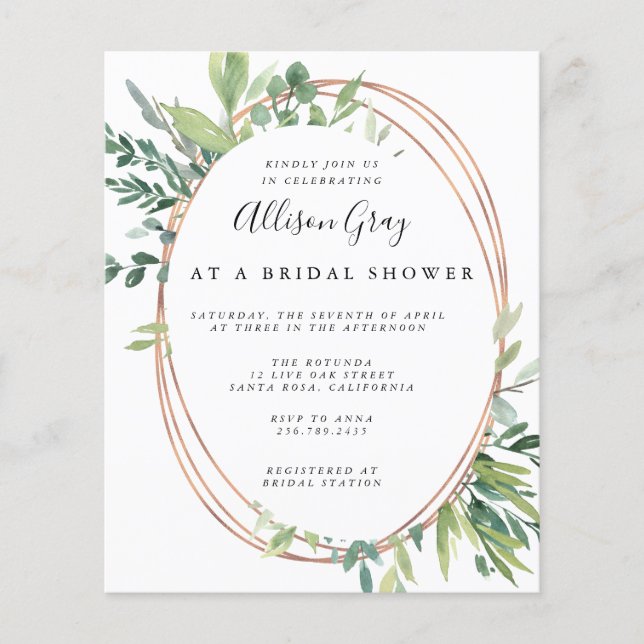 Budget Bridal Shower Invitation Flyer (Frente)