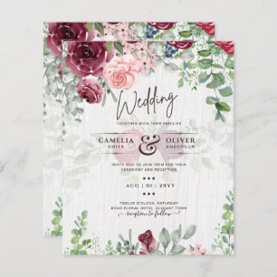 BUDGET Burgundy Blush Convite de casamento Floral