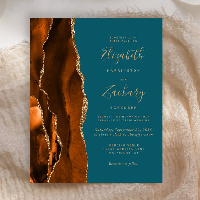 Budget Burnt Orange Teal Agate Wedding (Criador carregado)