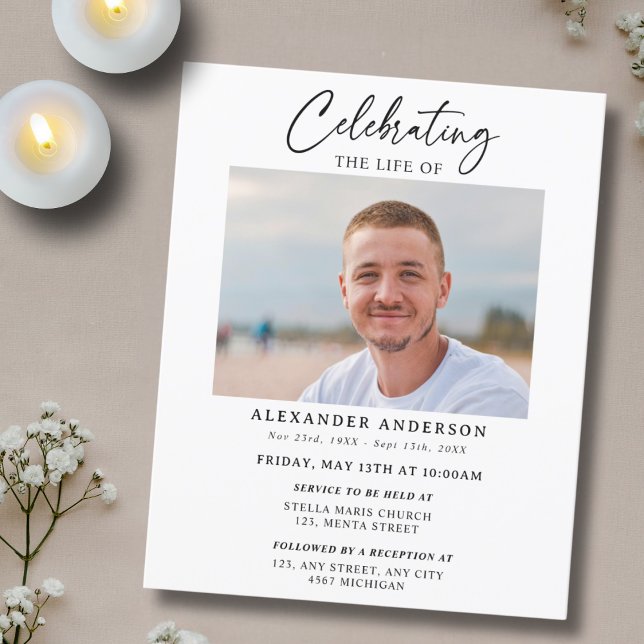 Budget Celebration of Life Black White Funeral (Criador carregado)